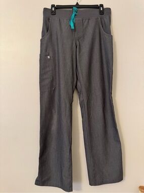 Figs Kade scrubs Gray with Teal Drawstring